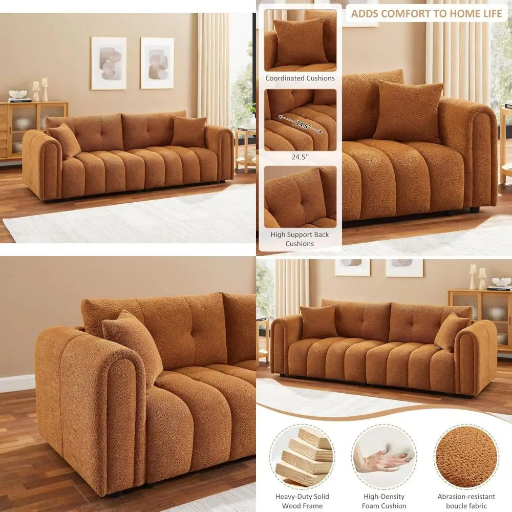 Contemporary Plush Sofa with Deep Seating, Cozy Tufted Cloud Couch, 3-Seater Living Room Sofa in Modern Style