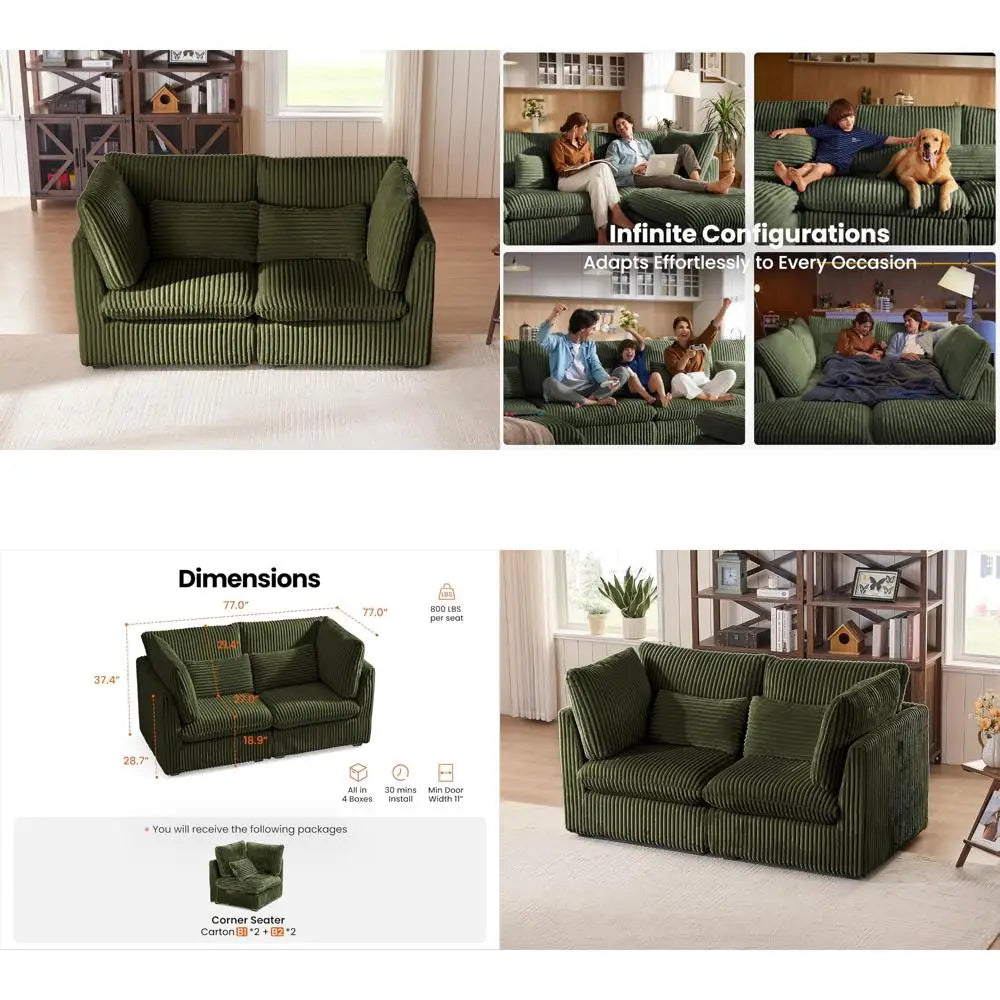 largemodularsofa,deepcloudcorduroysectionalcouchwithottomanchaise,plushcorduroy2-seatersofabedforlivingroom,villa