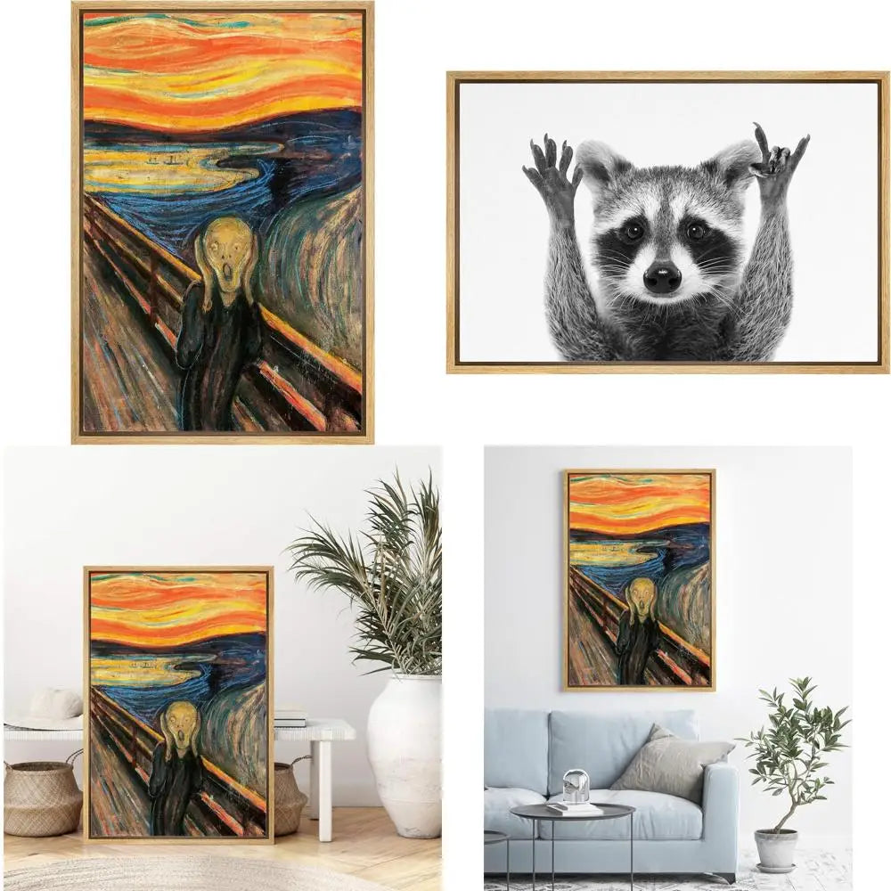 Framed Canvas Wall Art: Edvard Munch's The Scream, Historic Baroque Style, Traditional Scenic Oil Painting