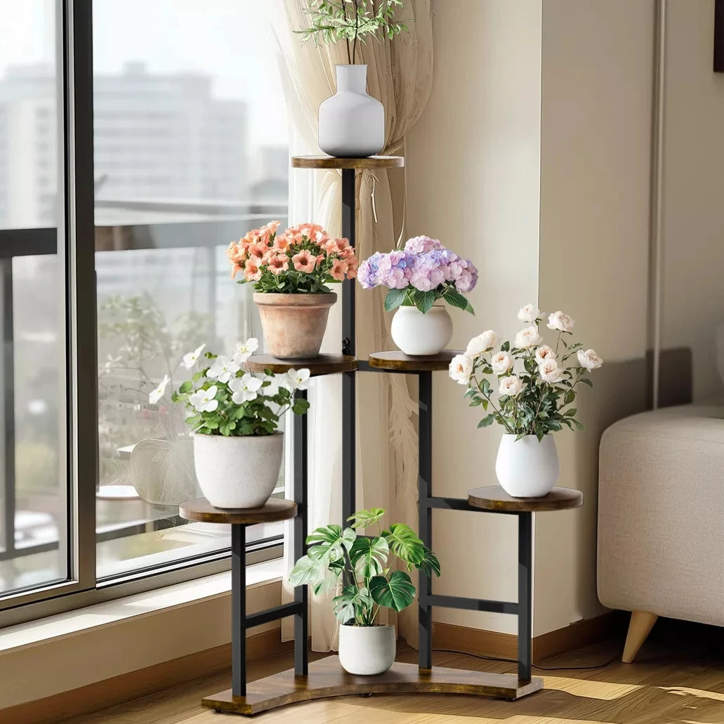 Wisfor Corner Plant Stand Indoor, 6 Tiered Plant Shelf Flower Stand, Tall Multiple Potted Plant Holder Rack Planter Organizer
