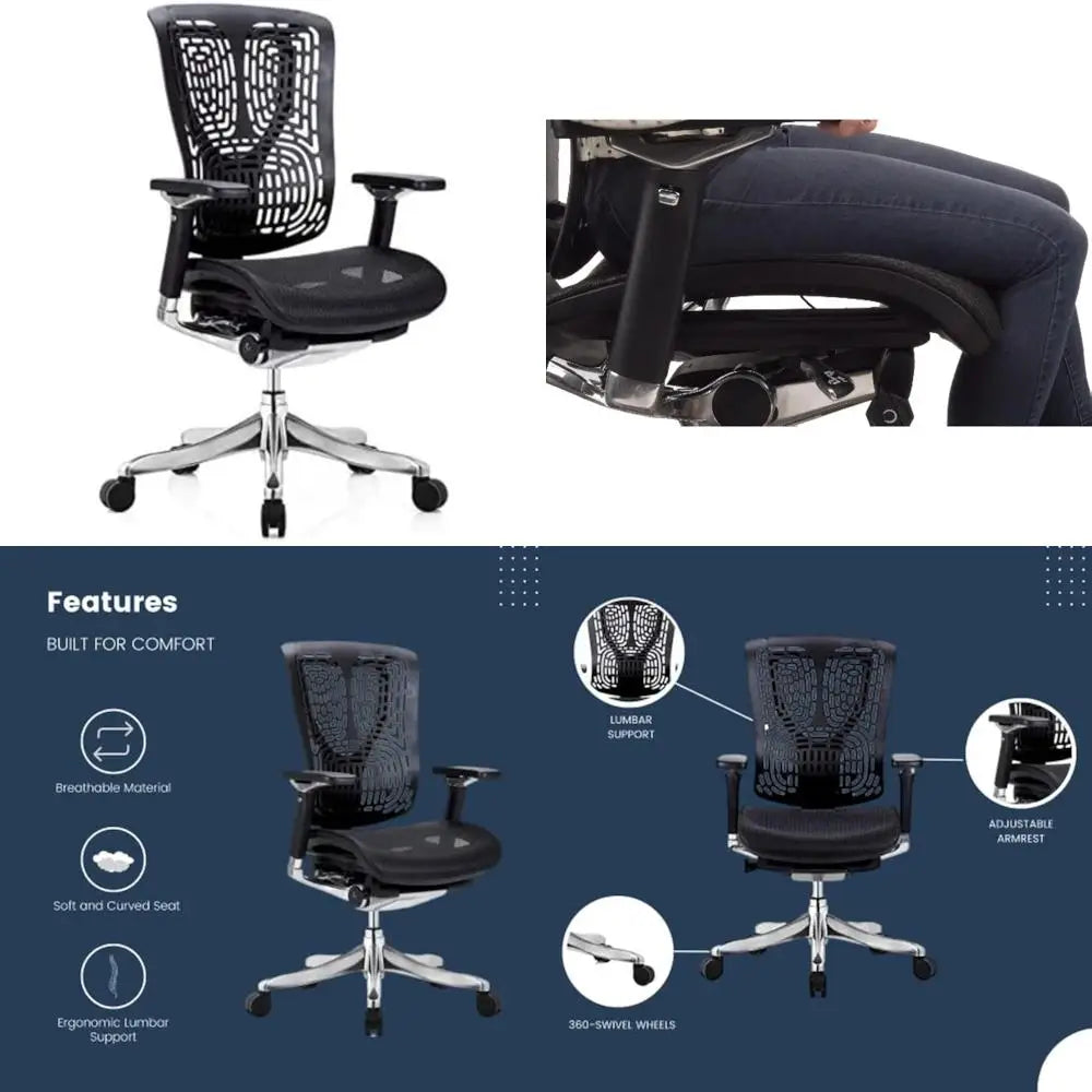Ergonomic High-Back Office Chair with Large Mesh, Lumbar Support, and Adjustable Armrests for Swivel Desks
